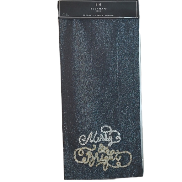 New Silver Metallic Decorative Table Runner by BH Beekman "Merry & Bright" 16x72 - Picture 1 of 7